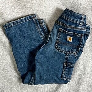 Carhartt Carpenter Jeans Toddler 4T Blue Denim Adjustable Waist Western Cowboy
